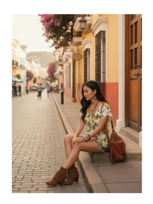 Y2K: Yag Couture ✿ Trendy Spring Floral Print Babydoll Tunic Top ✿ White ✿ Large thumbnail 15