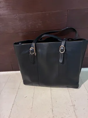 Alfani Classic Black Leather Tote Bag thumbnail 2