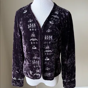 Chico’s Lula Crushed Velvet Embellished Jacket thumbnail 2