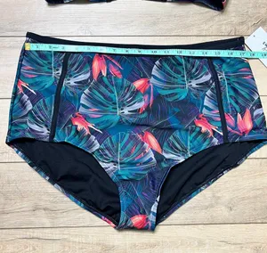 Swimsuits For All Tropical Palm Print High Waisted Bikini Size 1X thumbnail 11