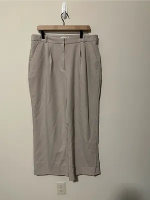 Abercrombie curve love sloane tailored pant beige 33P 16 SHORT wide leg trouser thumbnail 9