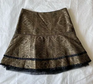 Talbots Gold Brown Patterned Peplum Skirt thumbnail 1