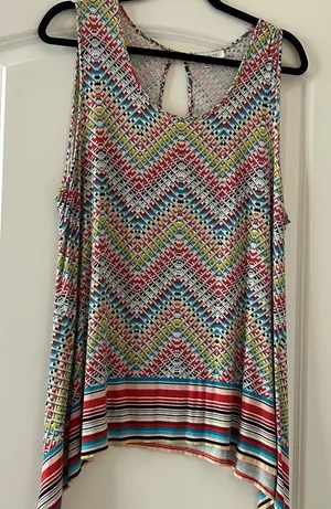 Rose & Olive Multicolor Chevron Women’s Tank Top Sz XL thumbnail 1