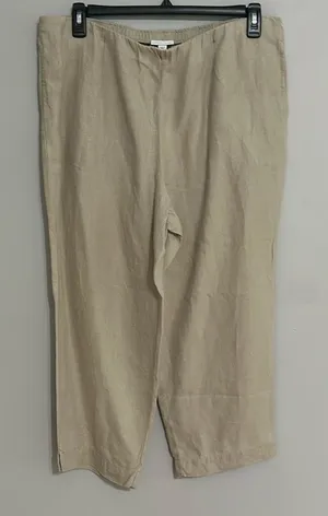 J Jill Love Linen Pants Flax Women’s Beige Tan Elastic Waist thumbnail 1