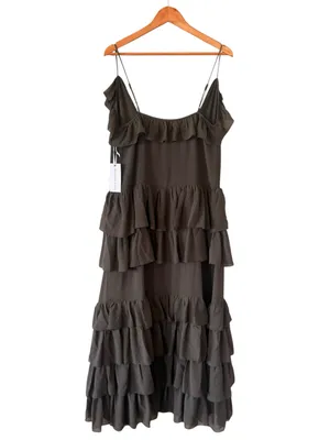 TORN BY RONNY KOBO Orcadia Tiered Ruffle Maxi Dress Dark Gray Size M NEW thumbnail 7