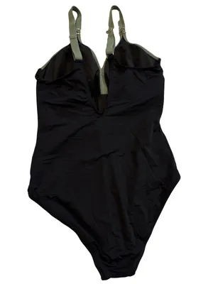 Olive & Black Twist-Front One-Piece Swimsuit thumbnail 3