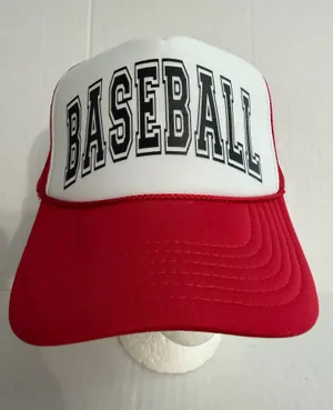 OTTO Red and White 'BASEBALL' Trucker Hat thumbnail 1