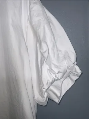 GeeGee White Cotton Button-Front Puff Sleeve Tunic Large thumbnail 4
