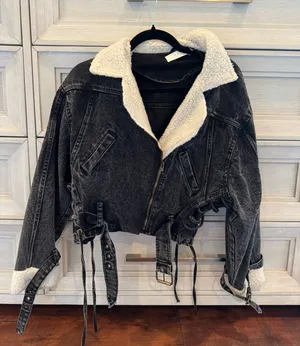 ASTR The Label black jean fur jacket thumbnail 1