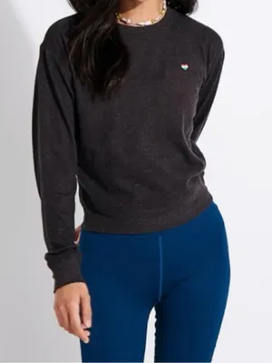 Spiritual Gangster Amour Savasana Pullover Sweater Dark Grey and Rainbow Size S thumbnail 3