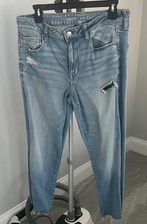 American Eagle Outfitters Light Blue Distressed Jeans thumbnail 1