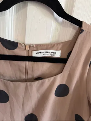 Amanda Uprichard Polka Dot Shift Dress Brown/Black Size Small thumbnail 4