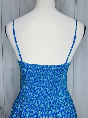 Roller Rabbit x Target Sz XS Blue Green Lobster Print Mini Dress Smocked Back thumbnail 10