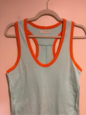 We The Free People Reggi Tank Top Light Blue Orange Trim Size XS thumbnail 5