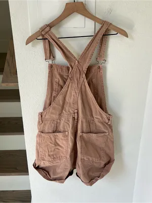 Free People We The Free Ziggy Soft Shortalls Overalls in Brown thumbnail 4
