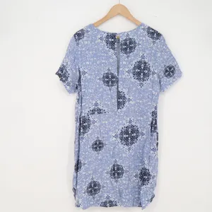 H&M Dress Womens 12 Shift Blue Floral Medallion Short Sleeve Excellent thumbnail 3
