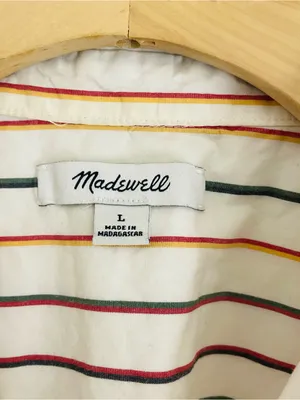 Madewell Central Shirt Oversized Button Front Top Multicolor Sadie Striped L thumbnail 11