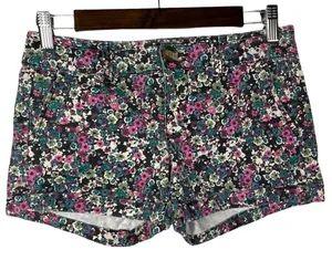 American‎ Eagle AEO Blue & Pink Midi Floral Chino Shorts 0 thumbnail 1