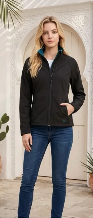 Shyanne WORN 1X black zip up soft shell jacket sz Small thumbnail 1