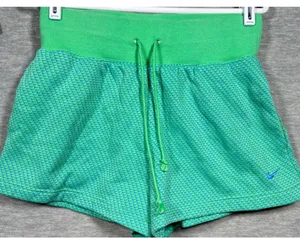 Nike Womens M Shorts Green Blue Swoosh Fleece Athletic Pull On‎ Comfort Casual thumbnail 1