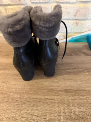 UGG Janney Waterproof Leather Wedge Lace-Up Ankle Boots, Black thumbnail 4