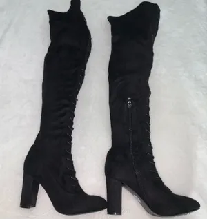 Rampage Womens Knee Hi Boots Black Over Knee Adjustable Strap size 9 thumbnail 2