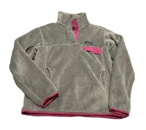 💕🩶Patagonia‎ Synchilla Snap-T Fleece Pullover Gray Pink Women’s Small✨🩶💕 thumbnail 1