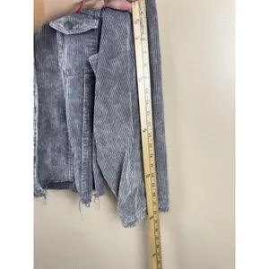 Pol Women’s Corduroy Button Distressed Gray Raw Hem Jacket Plus Size 3XL thumbnail 9