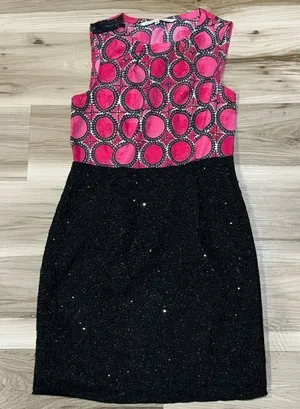 Rachel Rachel Roy Pink Black Glitter Dress Women’s 4 thumbnail 1