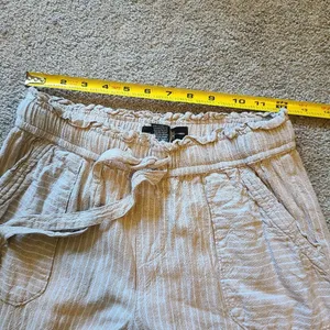Rewash Women's Size Small Linen Blend Ankle Pant Paperbag Waist thumbnail 11