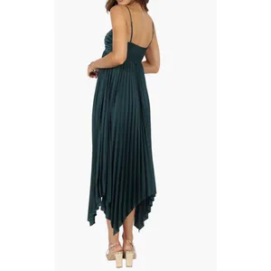 Petal and Pup Vikki Green Emerald Pleated Elegant Dress Adjustable Straps US 12 thumbnail 2