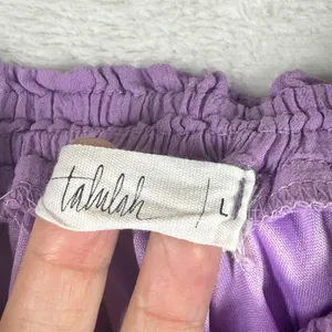 Talulah Womens Purple Off the Shoulder Ruffle‎ Pom Pom Gauze Top Y20126 Large thumbnail 2