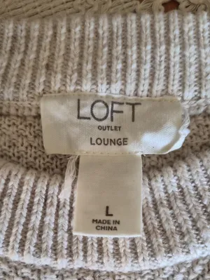 LOFT Cream Textured Sleeveless Knit Tank Large thumbnail 2