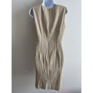 JONES NEW YORK Women Beige Cotton Sheath Dress Size 10‎ Textured Classic capsule thumbnail 2