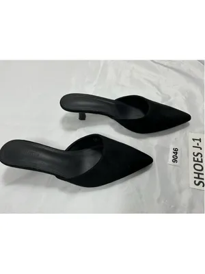 Womans Excellent Coutgo Slip On Mules 9 Black Pointed Toe Kitten Heel thumbnail 2