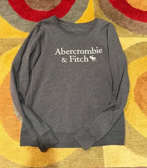 Abercrombie Athletics Grey Moose Vintage Y2K Style Fitted Sweatshirt Size Medium thumbnail 1