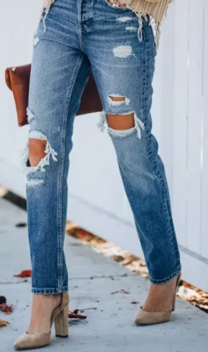 VICI Destroyed Boyfriend Denim Jeans thumbnail 3