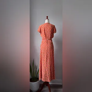 and other stories Women's Burnt Orange Floral Maxi Wrap Dress with Tie Waist thumbnail 3