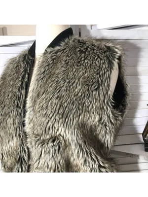 Asos Faux Fur brown vest pockets zipper ski resort travel elegant steampunk cozy thumbnail 11