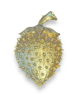 Vintage Golden Strawberry Brooch Gold thumbnail 1