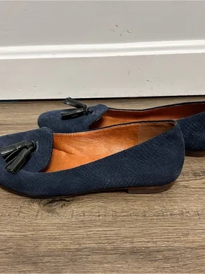 Madewell| Navy Suede Tassel Loafers Classic Slip-On sz 7 thumbnail 5