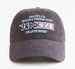Abercrombie & Fitch One Size Unisex Grey Hat Malibu, Ca Beach & Tennis Club '93 Championship NWT thumbnail 1