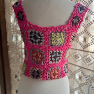 POL Grandma Core Colorful Crochet Women Top thumbnail 6