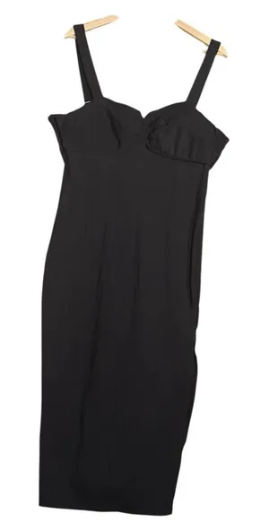 NEW Halara Womens Sz XL Black Stretch Split Hem Back Tie Christmas Holiday Dress thumbnail 1