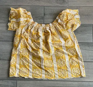 Vici Yellow Embroidered Blouse thumbnail 1