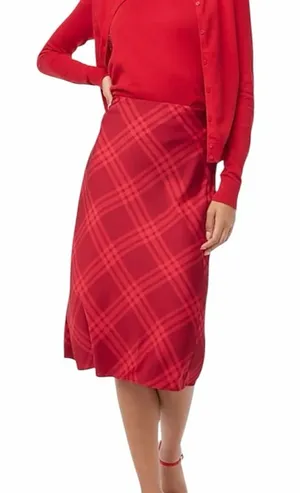 NWT J. CREW FACTORY Printed Bias Slip Skirt Autumn Crimson Candy Apple Medium thumbnail 1
