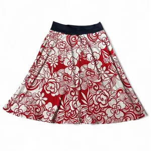 Y2K Wet‎ Seal Red Floral Skater Skirt Retro High-Waisted Flowy Mini Size S thumbnail 3