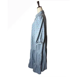 Levi's Cynthia Midi Dress Women Medium Blue Floral Button Front Prairiecore Boho thumbnail 5