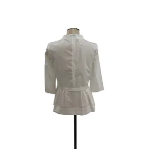Marni White Cotton Mock Neck Peplum Blouse Top White Italy‎ 38 US 2 thumbnail 6