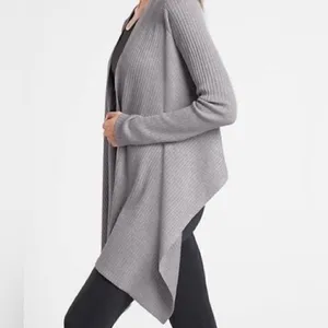 Athleta solstice gray merino wool wrap cardigan thumbnail 3